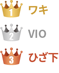1位ワキ 2位VIO 3位ひざ下