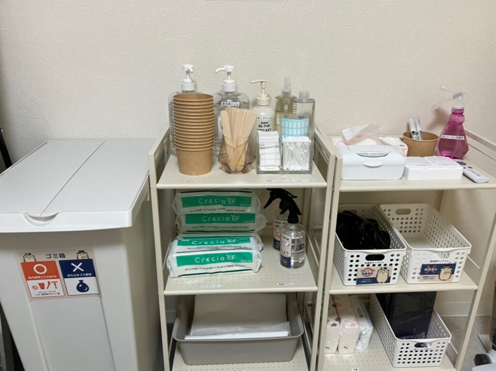 脱毛に必要な備品は全て揃っているので手ぶらでもOK♪