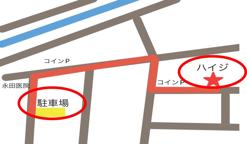 駐車場から徒歩約3分です。